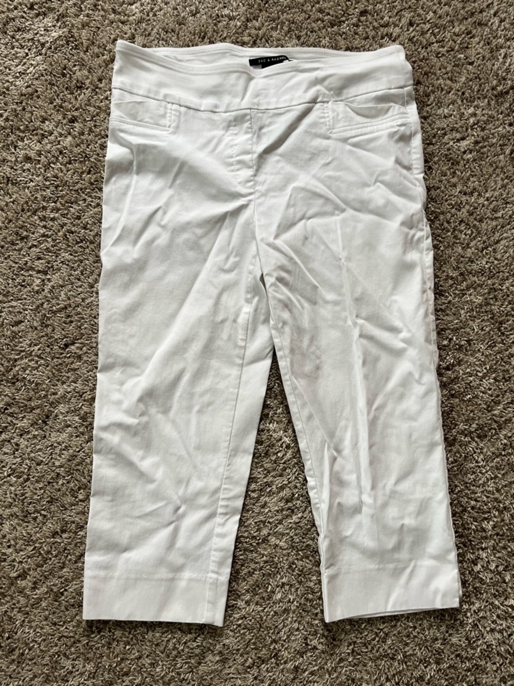 White Cropped Stretch Pants - Zac and Rachel